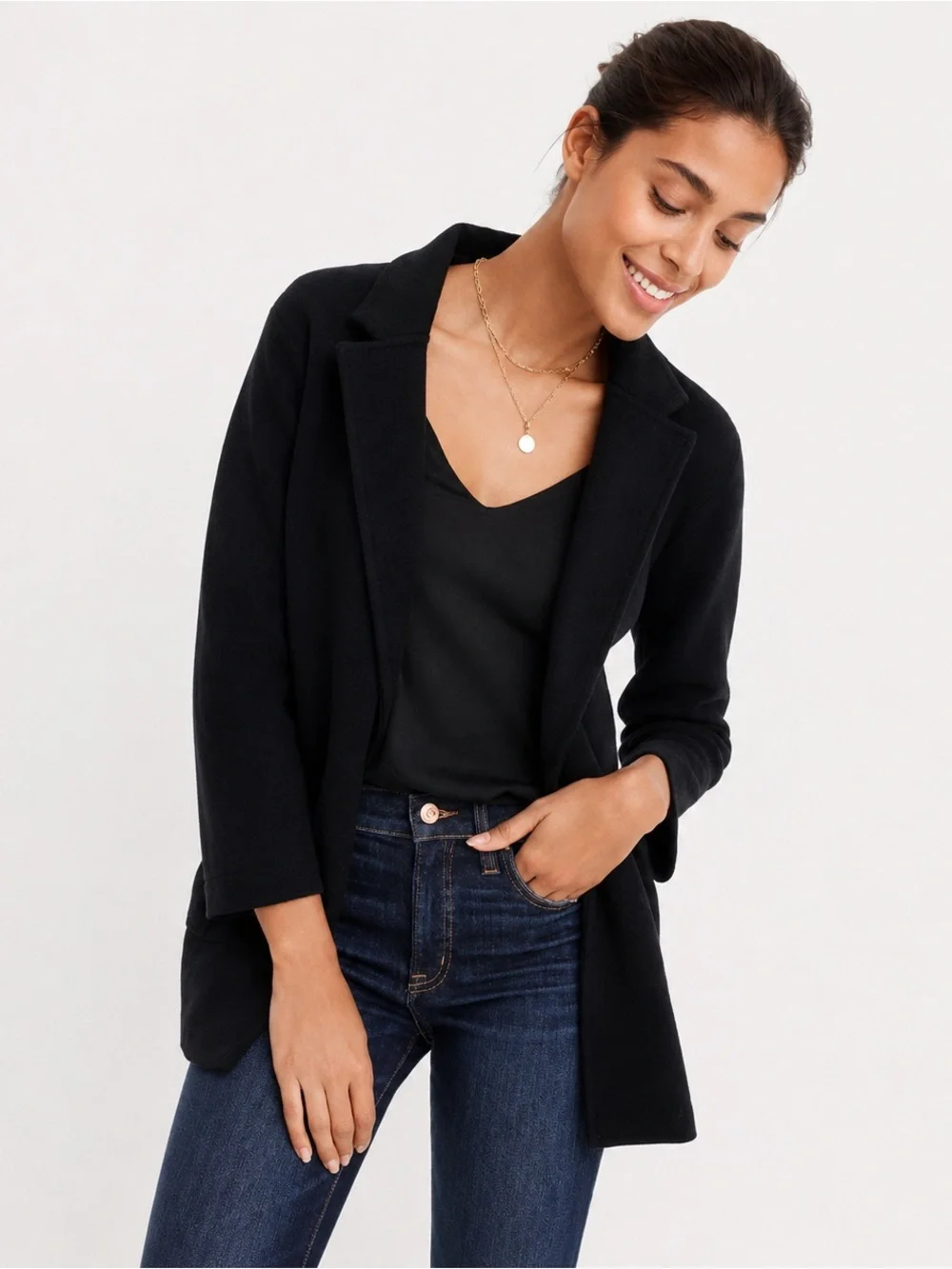 J.Crew Sophie Sweater Blazer Black Merino Wool Blend Size Small